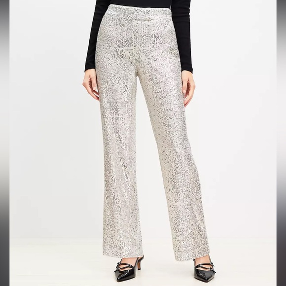 LOFT Sequin Straight Leg Pants Size 6 NWT! - Picture 1 of 5